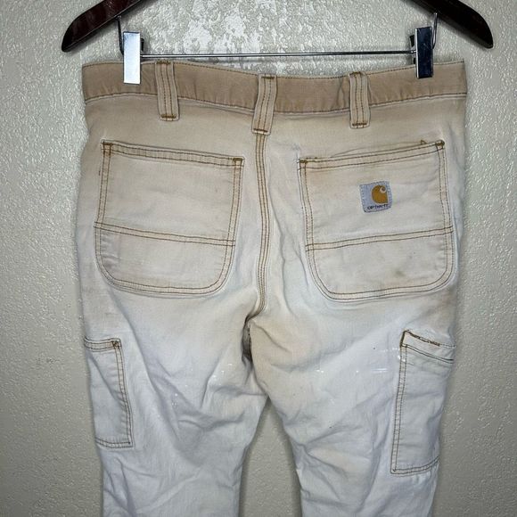 Carhartt Mens 32x30 Thrashed Spell Out Relaxed Fit Double Knee Pants Duck Brown - Picture 5 of 7